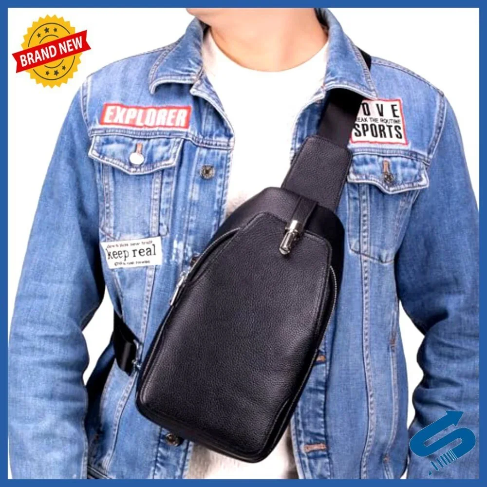 Vintage Leather Sling Backpack Daypack Crossbody Shoulder Chest Bag